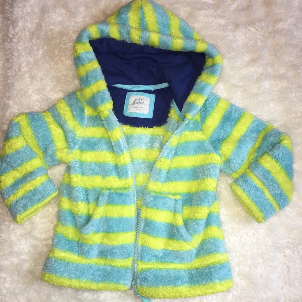 Mini Boden marshmallow stripe jacket 4-5